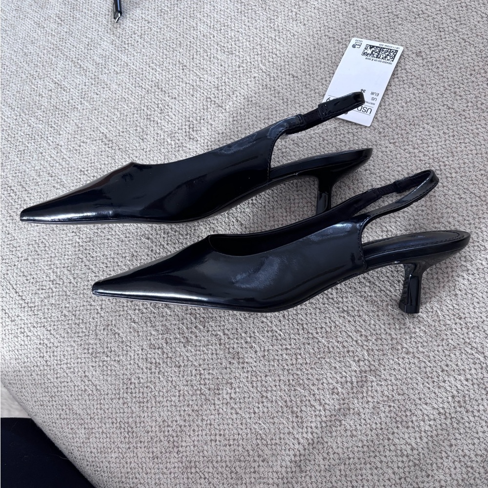Black Slingback Heels - Picture 2 of 7